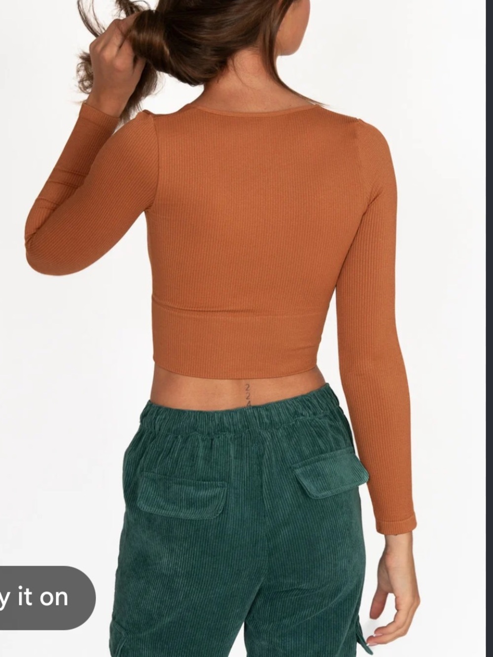 Nordstrom Size Small Orange Ribbed Long-Sleeve Shirt